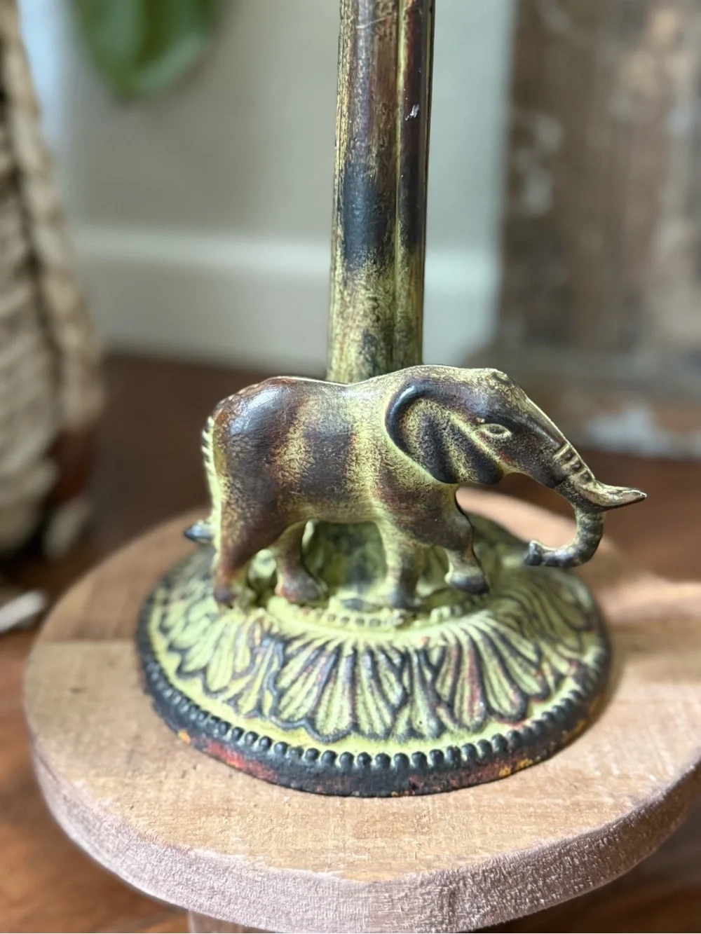 Vintage Metal Elephant Candle Stick 15” Tall
